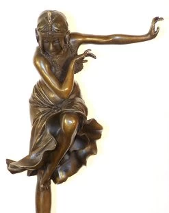Art Deco Bronze Dancer While Posing On Marble - D.H. Chiparus