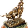 Art Nouveau Bronze- Nude Lady On Buffalo Bull, A. Hussmann