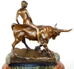 Art Nouveau Bronze- Nude Lady On Buffalo Bull, A. Hussmann -Salvador Dali Shop 118 359300a4299ce3