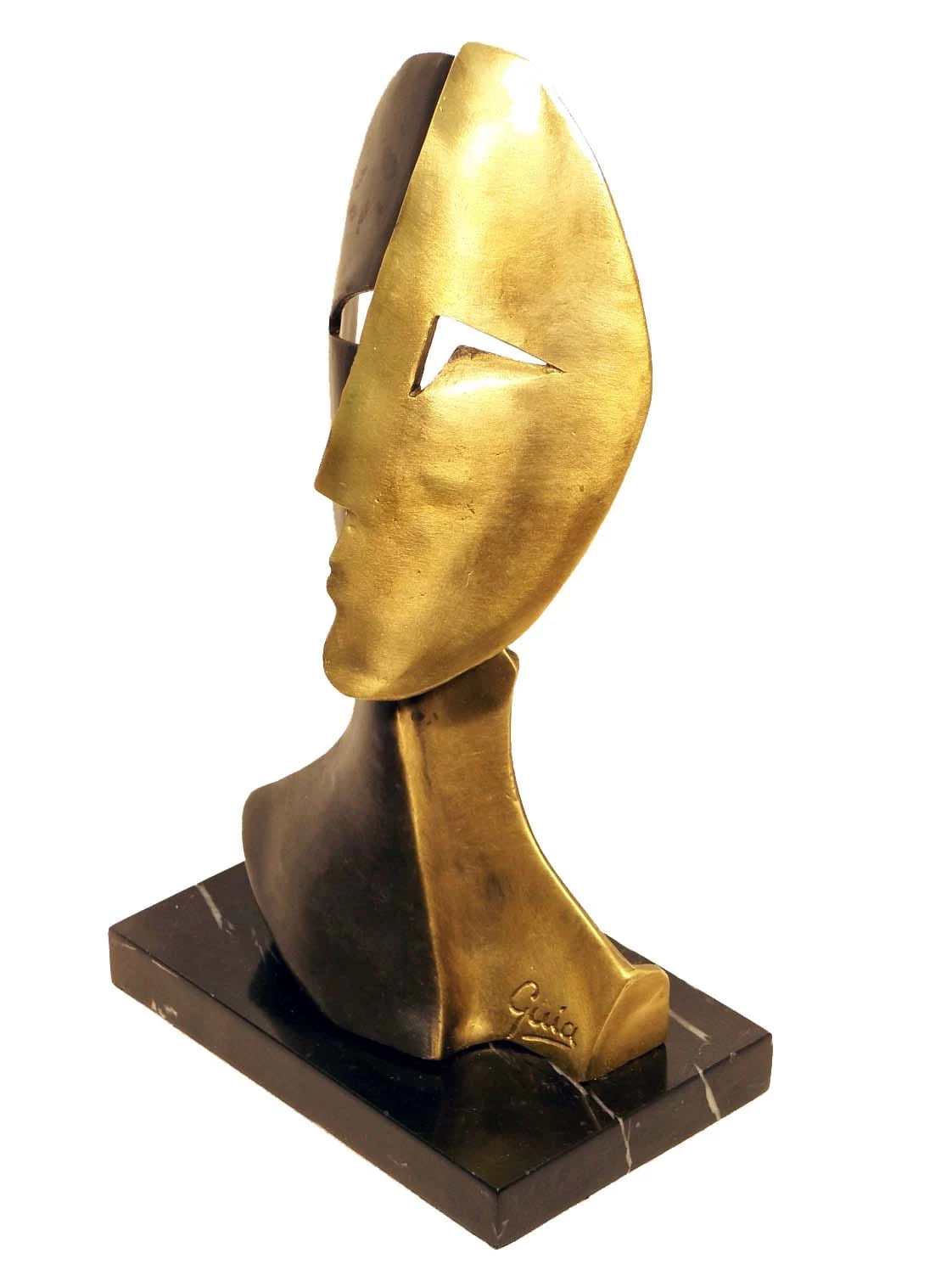 Modern Art Mask - From Miguel Guia Signed On Marble Base 2 Modern Art Mask - From Miguel Guia Signed On Marble Base - Image 2