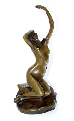 Art Nouveau Nude Bronze - Nude Woman On The Rock- Sig. Moren