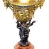 Art Deco - Bronze Vase Putto Carrier 2 Colours On Marblebase