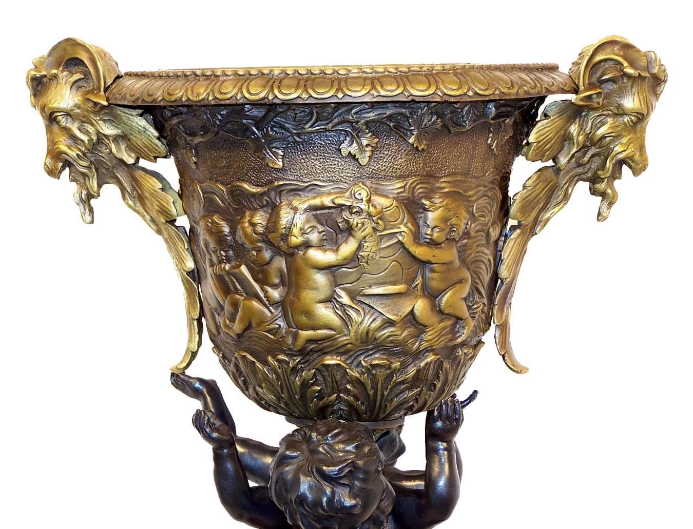 Art Deco - Bronze Vase Putto Carrier 2 Colours On Marblebase 4 Art Deco - Bronze Vase Putto Carrier 2 Colours On Marblebase - Image 4