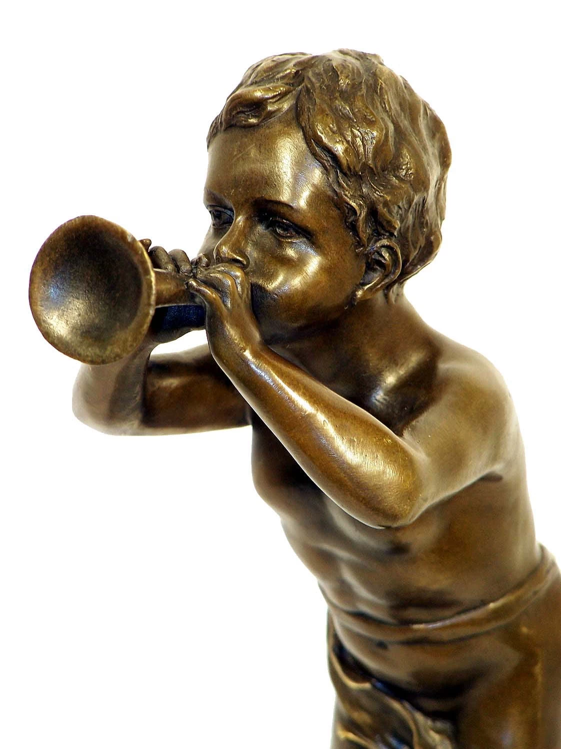 Art Nouveau Bronze,Trumpeter On Marble-base Signed Louis Kley 4 Art Nouveau Bronze,Trumpeter On Marble-base Signed Louis Kley - Image 4