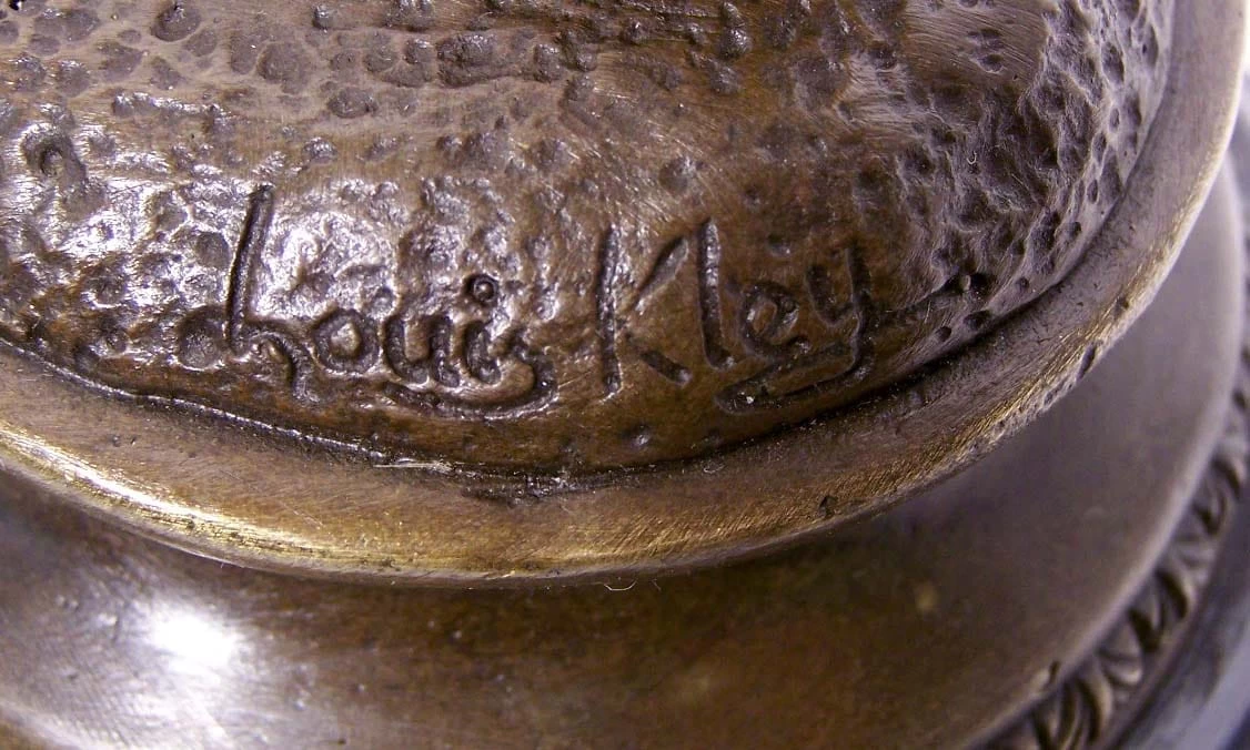 Art Nouveau Bronze,Trumpeter On Marble-base Signed Louis Kley 5 Art Nouveau Bronze,Trumpeter On Marble-base Signed Louis Kley - Image 5