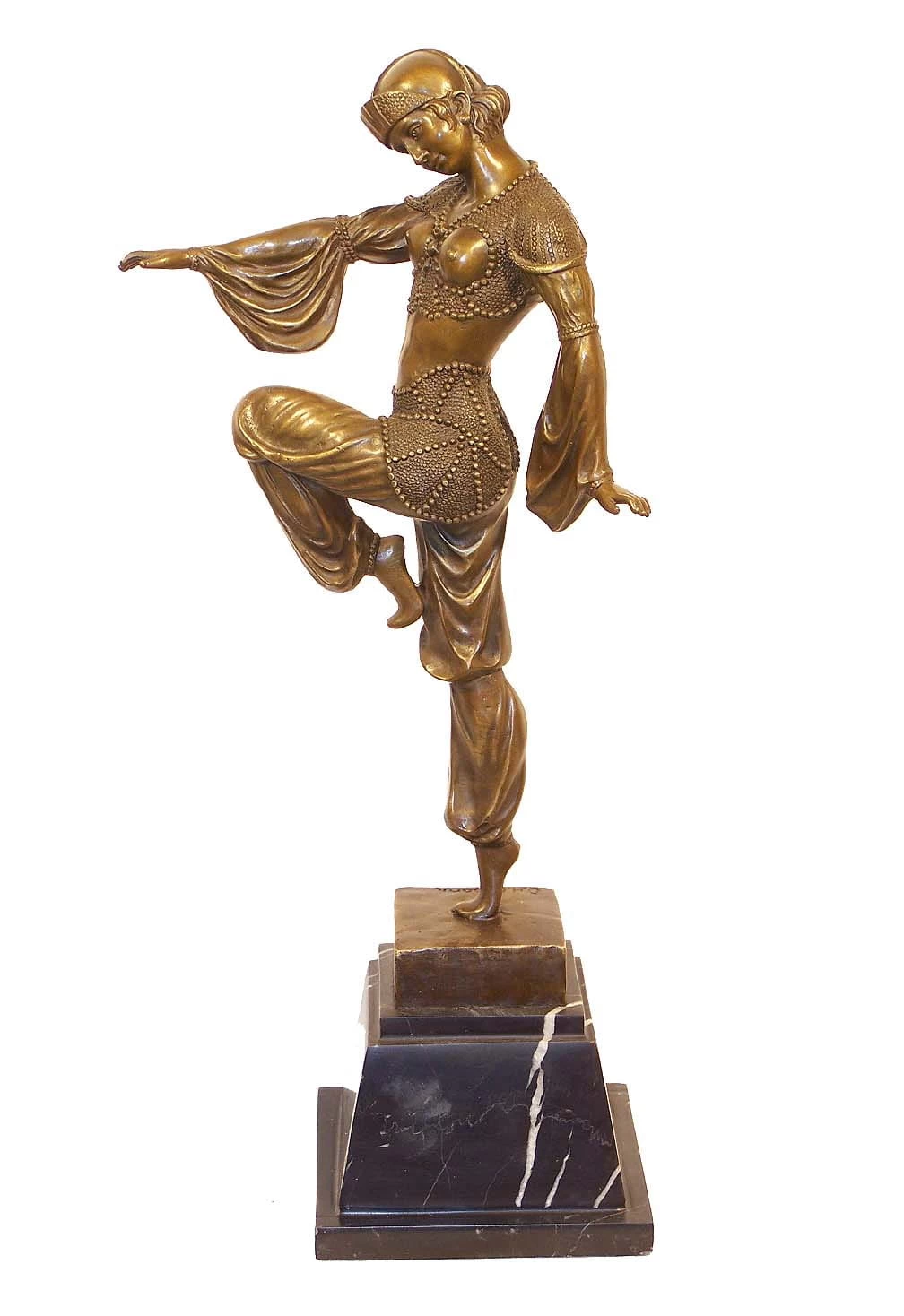 Art Deco Bronze - Harlekin Dancer On Marble - D.H. Chiparus 2 Art Deco Bronze - Harlekin Dancer On Marble - D.H. Chiparus - Image 2