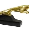 Huge Sculpture - Big Panther Jumping - Bronze On Marble Base