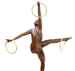 Art Deco Bronze Dancer With 3 Rings On Marble Signed Duvernet -Salvador Dali Shop 18 459300a1471409