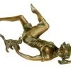 Erotic Vienna Bronze - Sexy Young Girl Playing With A Cat