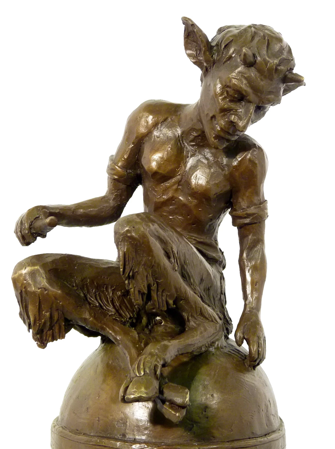 Fancy Bronze Figurine Sitting Faunus - Satyr Signed Milo 2 Fancy Bronze Figurine Sitting Faunus - Satyr Signed Milo - Image 2
