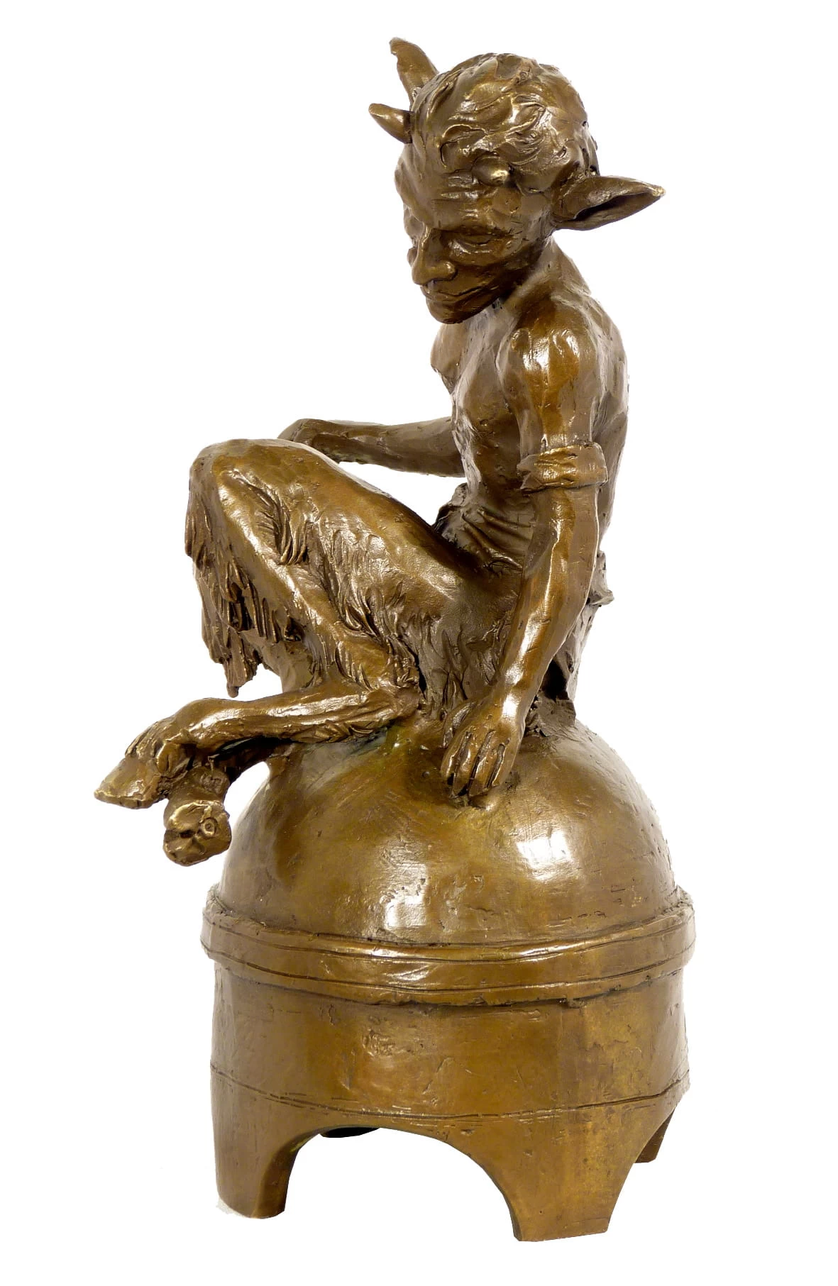 Fancy Bronze Figurine Sitting Faunus - Satyr Signed Milo 3 Fancy Bronze Figurine Sitting Faunus - Satyr Signed Milo - Image 3