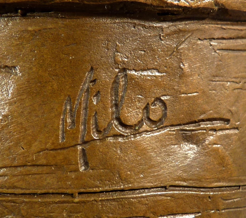 Fancy Bronze Figurine Sitting Faunus - Satyr Signed Milo 4 Fancy Bronze Figurine Sitting Faunus - Satyr Signed Milo - Image 4