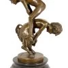 Perfect Art Nouveau Bronze Statue - The Leapfrog - Signed