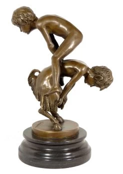 Perfect Art Nouveau Bronze Statue - The Leapfrog - Signed