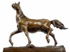 Superior Animal Bronze Sculpture Horse / Stallion On Marble Base