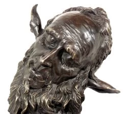 Art Nouveau Bronze Character Head - Faunus - Jean Carries
