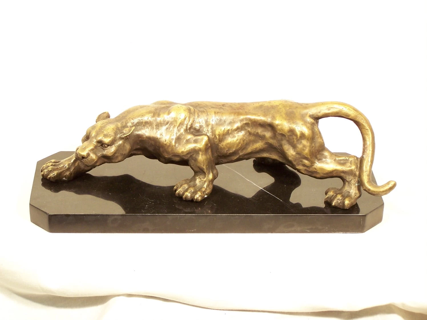 Creeping Panther - Stunning Animal Bronze - On Marble Base 1 Creeping Panther - Stunning Animal Bronze - On Marble Base