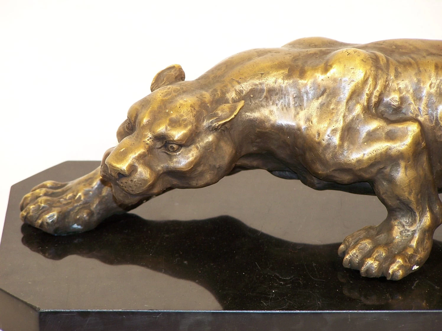 Creeping Panther - Stunning Animal Bronze - On Marble Base 2 Creeping Panther - Stunning Animal Bronze - On Marble Base - Image 2