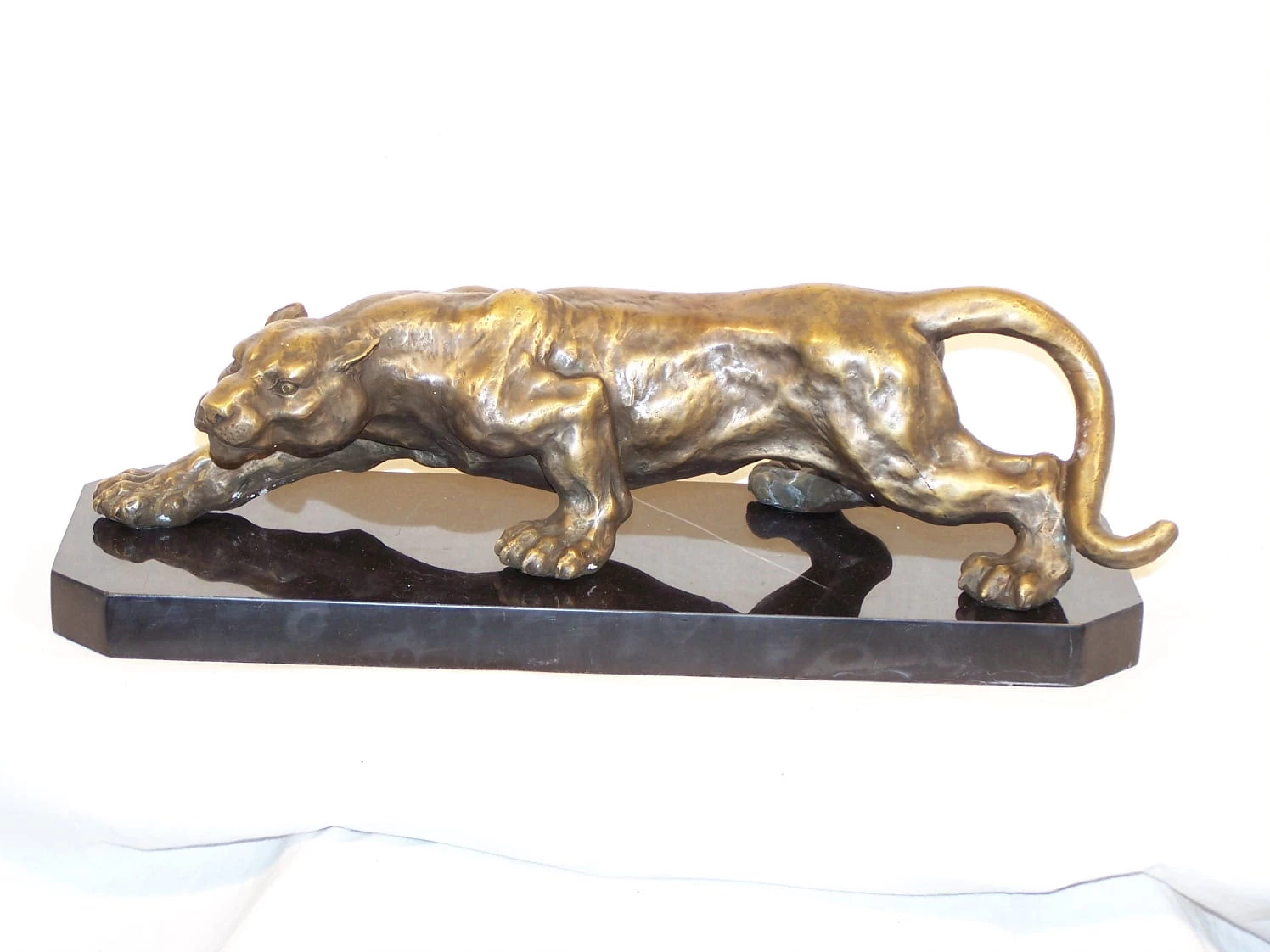 Creeping Panther - Stunning Animal Bronze - On Marble Base 4 Creeping Panther - Stunning Animal Bronze - On Marble Base - Image 4