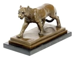 Superb Bronze Animal Sculpture - Walking Panther - Signed Barye