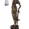 Mythology Bronze Lady Justice With Sword And Scale On Marble