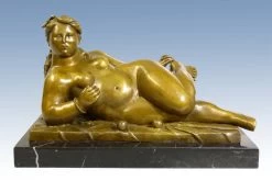 Bronze Act - Reclining Woman With Apples - After Fernando Botero