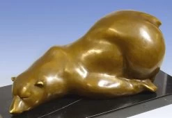 Amusing Animal Bronze Figure - Polar Bear On Its Paunch