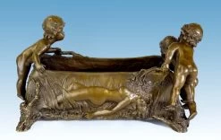 Gorgeous Art Nouveau Bronze - Bowl With Putti - Signed Milo