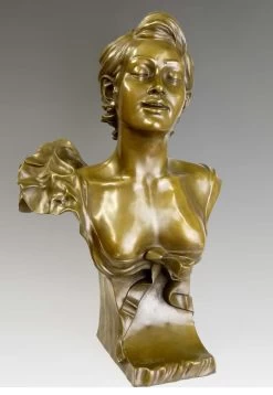 Lovely Art Nouveau Bronze Female Bust After Auguste Moreau