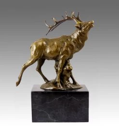 Superb Deer Bronze - The Bellowing Stag - Signed By Milo