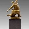 Modern Art Bronze Sculpture Squating Nude Dancer From Milo