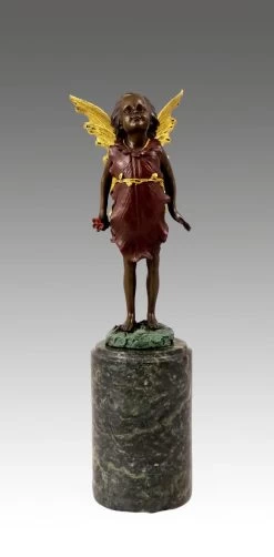 Lovely Bronze Figure - Standing Fairy Elfin - Signed Milo