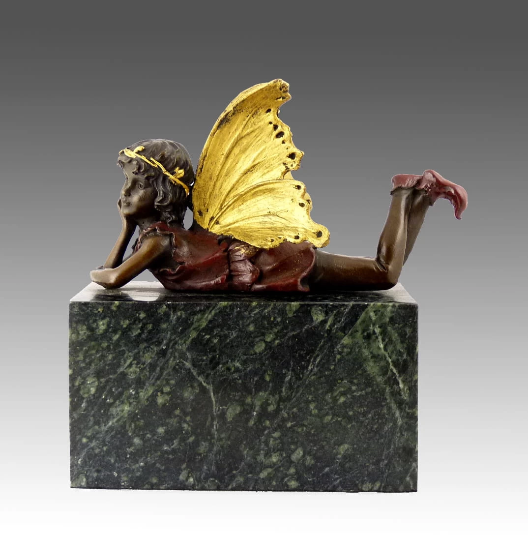 Cute Bronze Figure - Procumbent Fairy Elfin - Signed By MILO 2 Cute Bronze Figure - Procumbent Fairy Elfin - Signed By MILO - Image 2