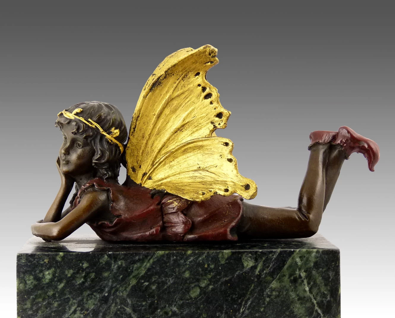 Cute Bronze Figure - Procumbent Fairy Elfin - Signed By MILO 3 Cute Bronze Figure - Procumbent Fairy Elfin - Signed By MILO - Image 3