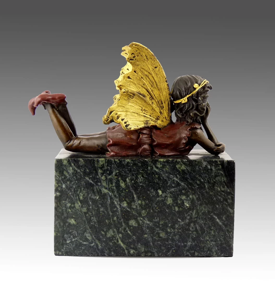 Cute Bronze Figure - Procumbent Fairy Elfin - Signed By MILO 6 Cute Bronze Figure - Procumbent Fairy Elfin - Signed By MILO - Image 6