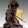 Lovely Bronze Figure - Sitting Fairy Elfin - Signed Milo