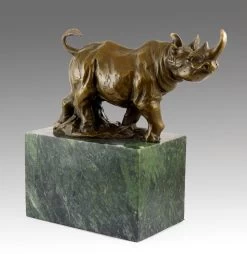 Authentic Bronze Sculpture - Rhinoceros - Created By Milo