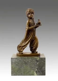 Stunning Art Deco Bronze - Oriental Waiter - Signed F. Preiss