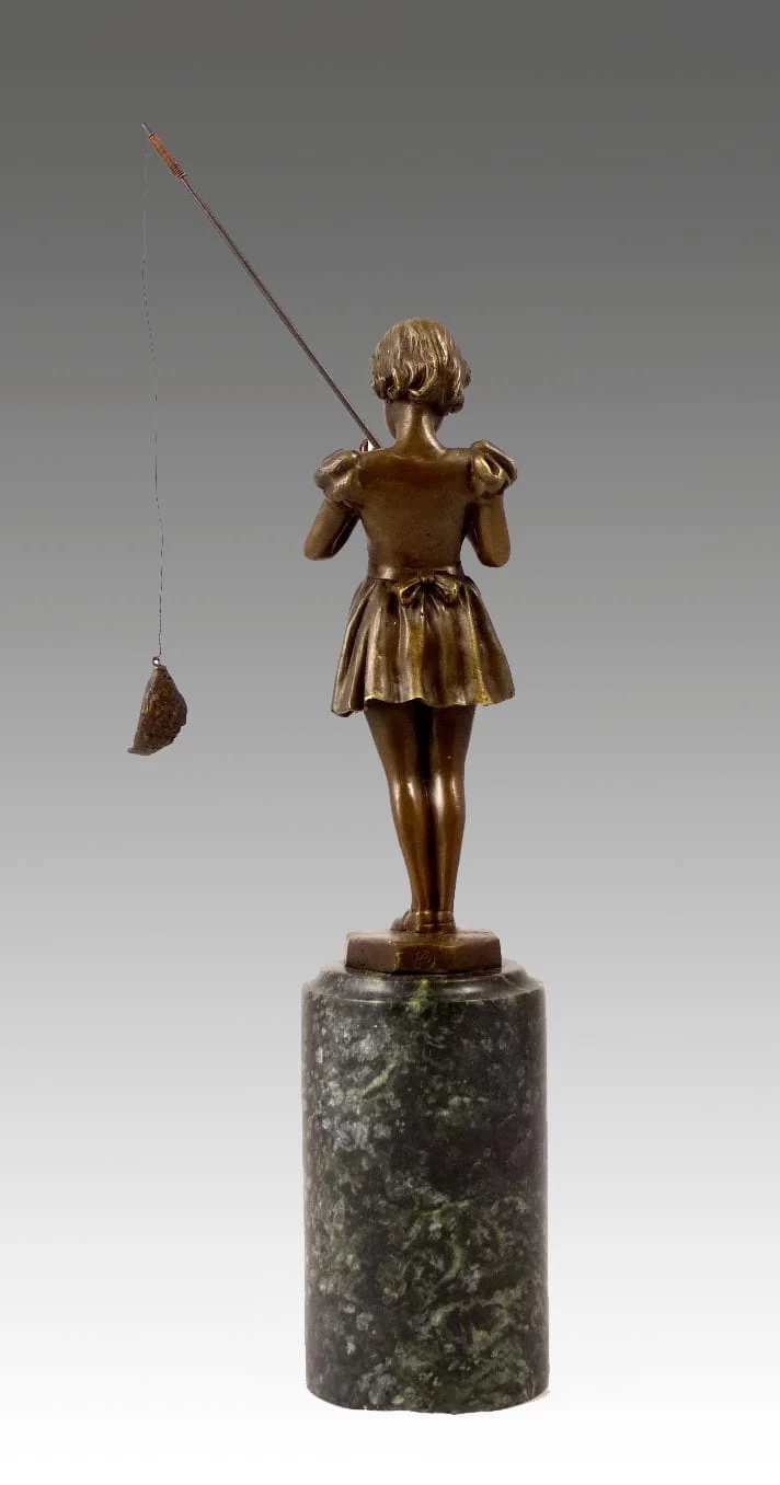 Beautiful Art Deco Statue - Girl With Fishing Rod - F. Preiss 5 Beautiful Art Deco Statue - Girl With Fishing Rod - F. Preiss - Image 5