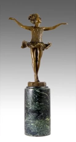 Lovely Art Deco Bronze - Little Ballerina - Signed F. Preiss