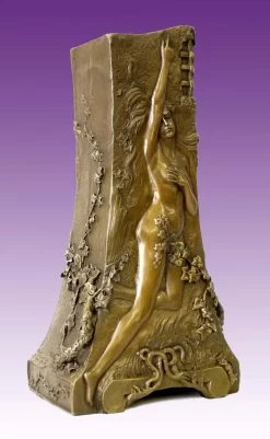 Art Nouveau Bronze - Vase With Nudes - Signed G. Flamand