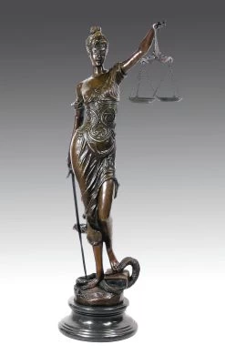 Mythology Bronze Sculpture - Lady Justice - Signed Mayer