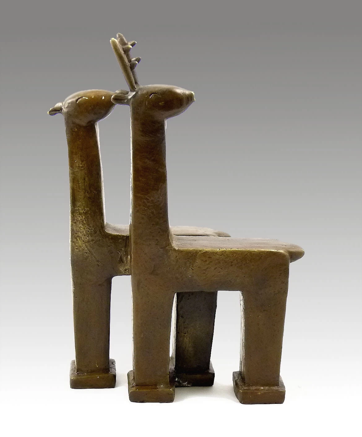 Modern Art- Animal Sculpture - Deer Couple - Signed, Milo 1 Modern Art- Animal Sculpture - Deer Couple - Signed, Milo