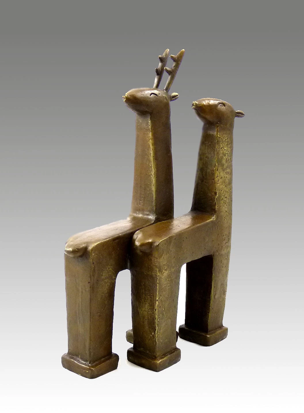 Modern Art- Animal Sculpture - Deer Couple - Signed, Milo 3 Modern Art- Animal Sculpture - Deer Couple - Signed, Milo - Image 3