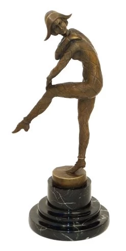 Art Deco Bronze Signed Chiparus - Dance Of Harlequinade