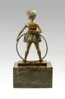 Art Deco Bronze Statue - Girl With Hoop - Signed F. Preiss -Salvador Dali Shop 360 359300ac747463