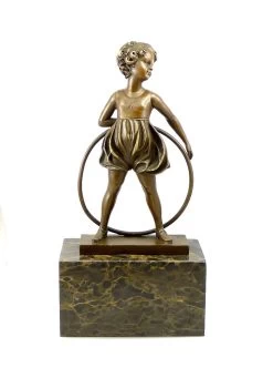 Art Deco Bronze Statue - Girl With Hoop - Signed F. Preiss -Salvador Dali Shop 360 559300ac76f9be