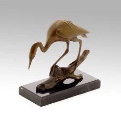 Animal Sculpture Bird - Heron Bronze On A Branch - Signed Milo