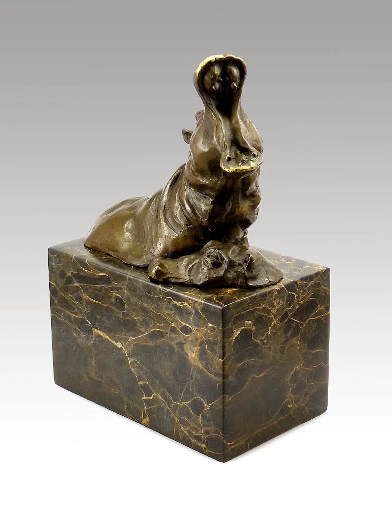 Little Hippo Family Animal Bronze, Signed Milo 2 Little Hippo Family Animal Bronze, Signed Milo - Image 2