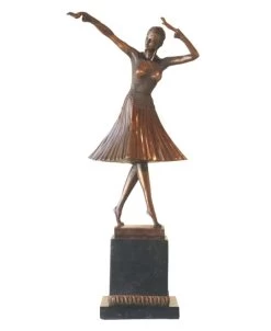 Art Deco Bronze Dancer Statue By Chiparus On Marble Base